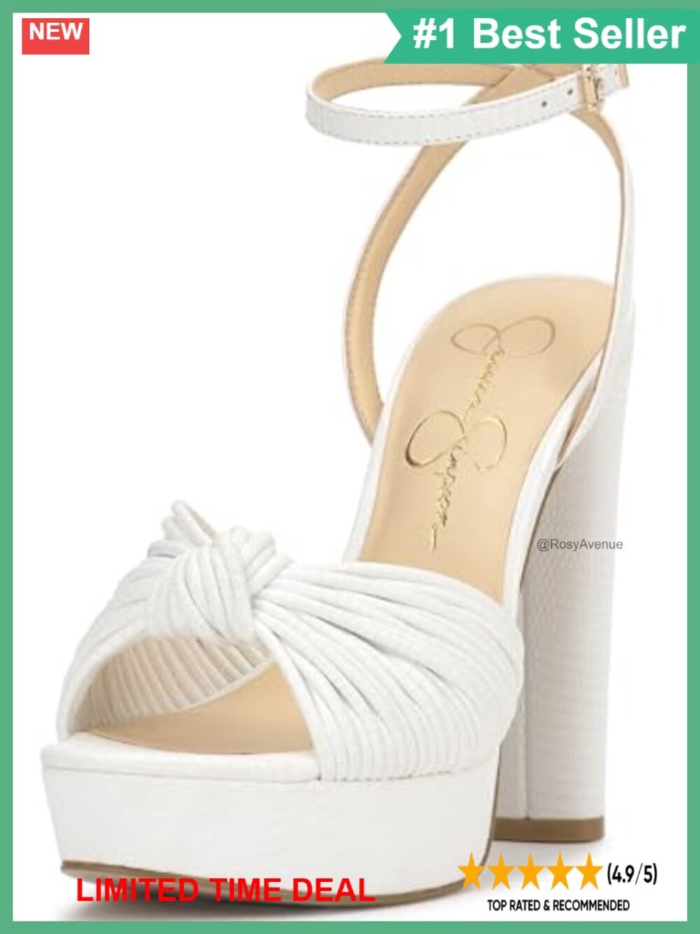 Women's Immie Ankle Strap Platform Sandal Faux Leather Open Toe 4.9in Heel
